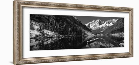 Reflection of a Mountain in a Lake, Maroon Bells, Aspen, Pitkin County, Colorado, USA-null-Framed Photographic Print