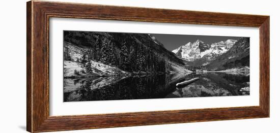 Reflection of a Mountain in a Lake, Maroon Bells, Aspen, Pitkin County, Colorado, USA-null-Framed Photographic Print