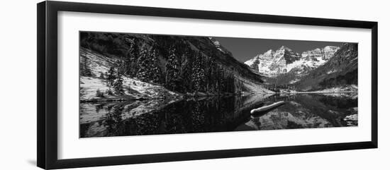 Reflection of a Mountain in a Lake, Maroon Bells, Aspen, Pitkin County, Colorado, USA-null-Framed Photographic Print