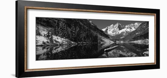 Reflection of a Mountain in a Lake, Maroon Bells, Aspen, Pitkin County, Colorado, USA-null-Framed Photographic Print