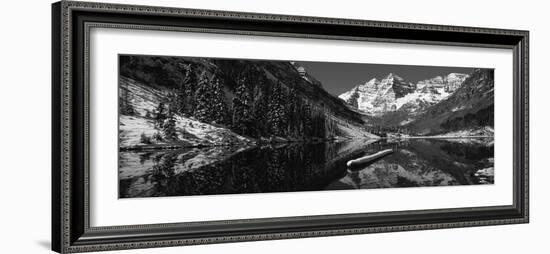 Reflection of a Mountain in a Lake, Maroon Bells, Aspen, Pitkin County, Colorado, USA-null-Framed Photographic Print