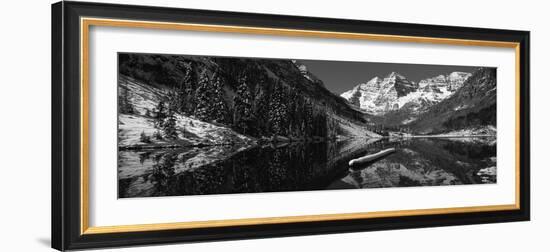 Reflection of a Mountain in a Lake, Maroon Bells, Aspen, Pitkin County, Colorado, USA-null-Framed Photographic Print