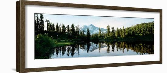 Reflection of a Mountain in a Lake, Picture Lake, Mt Shuksan, North Cascades National Park-null-Framed Photographic Print