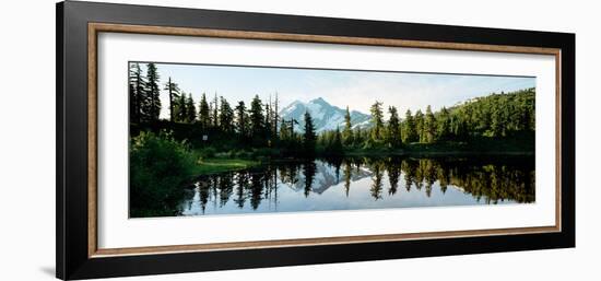 Reflection of a Mountain in a Lake, Picture Lake, Mt Shuksan, North Cascades National Park-null-Framed Photographic Print