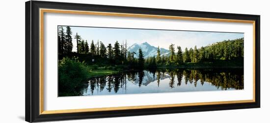 Reflection of a Mountain in a Lake, Picture Lake, Mt Shuksan, North Cascades National Park--Framed Photographic Print