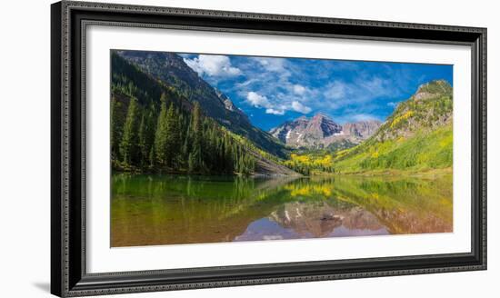 Reflection of a mountain on water, Maroon Bells, Maroon Bells-Snowmass Wilderness, White River N...-null-Framed Photographic Print