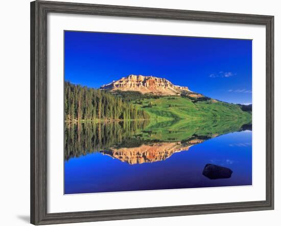 Reflection of Beartooth Butte into Beartooth Lake, Wyoming, USA-Chuck Haney-Framed Photographic Print