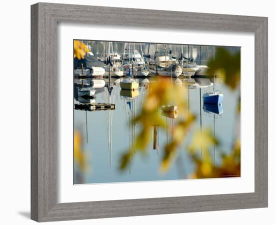 Reflection of Boats in Quartermaster Marina, Vashon Island, Washington State, USA-Aaron McCoy-Framed Photographic Print