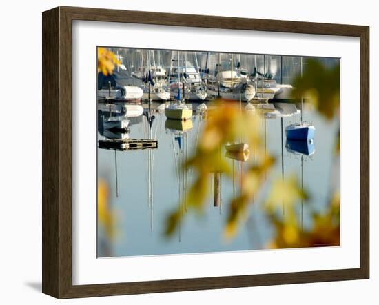 Reflection of Boats in Quartermaster Marina, Vashon Island, Washington State, USA-Aaron McCoy-Framed Photographic Print