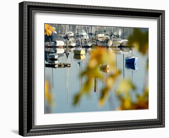 Reflection of Boats in Quartermaster Marina, Vashon Island, Washington State, USA-Aaron McCoy-Framed Photographic Print