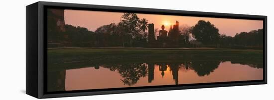 Reflection of Buddha Statue on Water, Sukhothai Historical Park, Sukhothai, Thailand-null-Framed Premier Image Canvas