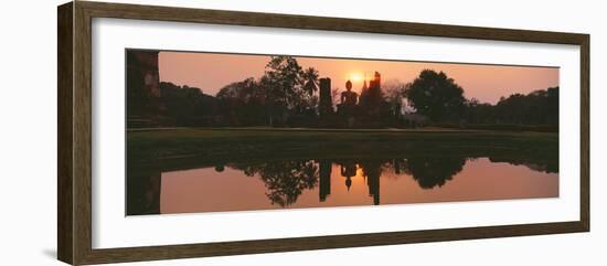 Reflection of Buddha Statue on Water, Sukhothai Historical Park, Sukhothai, Thailand-null-Framed Photographic Print