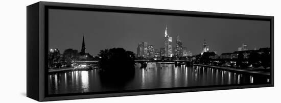Reflection of Buildings in Water, Main River, Frankfurt, Hesse, Germany-null-Framed Stretched Canvas