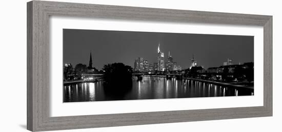 Reflection of Buildings in Water, Main River, Frankfurt, Hesse, Germany-null-Framed Photographic Print