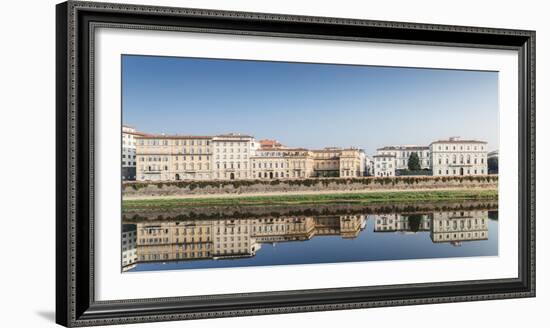 Reflection of buildings on River Arno, Florence, Tuscany, Italy, Europe-Alexandre Rotenberg-Framed Photographic Print