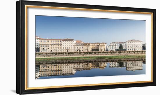 Reflection of buildings on River Arno, Florence, Tuscany, Italy, Europe-Alexandre Rotenberg-Framed Photographic Print