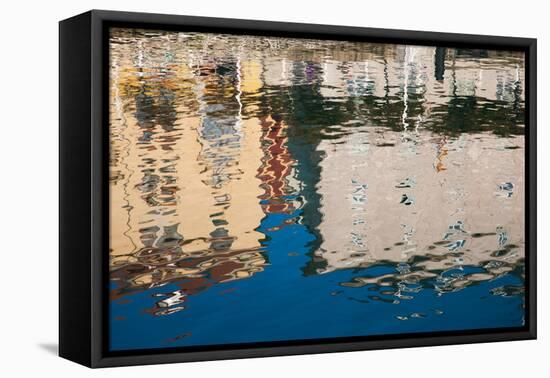 Reflection of buildings on water, Puerto Deportivo, Cimadevilla, Gijon, Asturias Province, Spain-null-Framed Premier Image Canvas