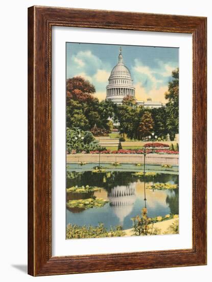 Reflection of Capitol Dome, Botanical Gardens-null-Framed Art Print