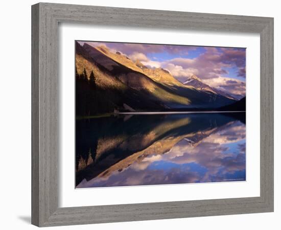 Reflection of Clouds and Mountains on Waterfoul Lake, Banff National Park, Alberta, Canada-Janis Miglavs-Framed Photographic Print