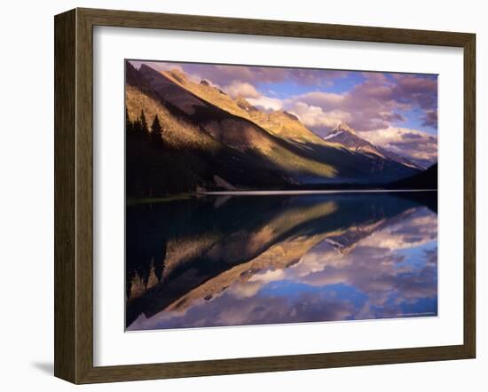 Reflection of Clouds and Mountains on Waterfoul Lake, Banff National Park, Alberta, Canada-Janis Miglavs-Framed Photographic Print