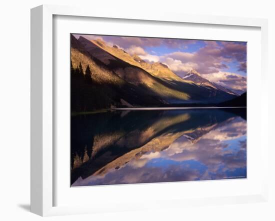 Reflection of Clouds and Mountains on Waterfoul Lake, Banff National Park, Alberta, Canada-Janis Miglavs-Framed Photographic Print