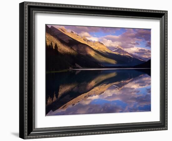 Reflection of Clouds and Mountains on Waterfoul Lake, Banff National Park, Alberta, Canada-Janis Miglavs-Framed Photographic Print