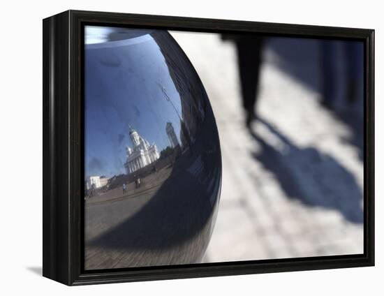 Reflection of Lutheran Cathedral, Senate Square, Helsinki, Finland, Scandinavia, Europe-Dallas & John Heaton-Framed Premier Image Canvas