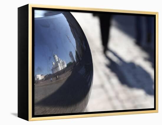 Reflection of Lutheran Cathedral, Senate Square, Helsinki, Finland, Scandinavia, Europe-Dallas & John Heaton-Framed Premier Image Canvas