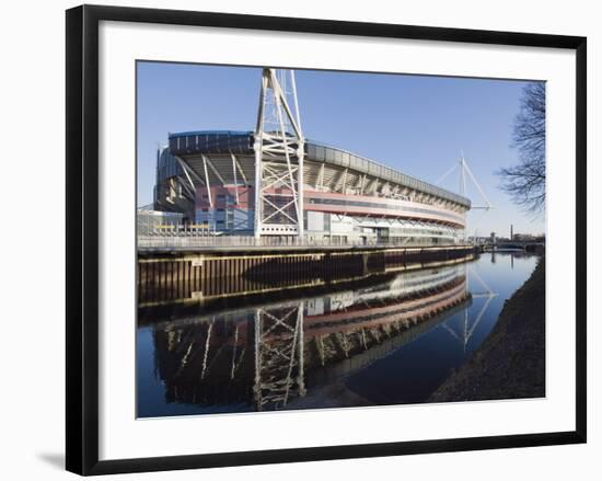 Reflection of Millennium Stadium in River Taff, Cardiff, Wales, United Kingdom, Europe-Christian Kober-Framed Photographic Print