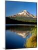 Reflection of mountain range in a lake, Mt Hood, Trillium Lake, Mt Hood National Forest, Clackam...-null-Mounted Photographic Print