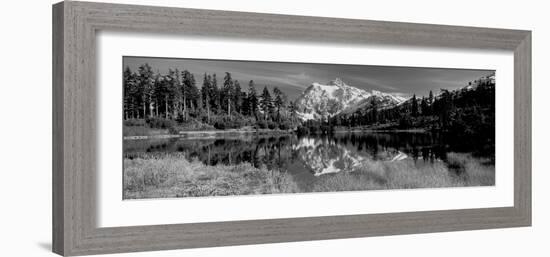 Reflection of Mountains in a Lake, Mt Shuksan, Picture Lake, North Cascades National Park-null-Framed Photographic Print