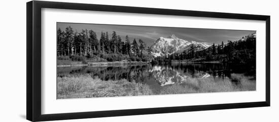 Reflection of Mountains in a Lake, Mt Shuksan, Picture Lake, North Cascades National Park-null-Framed Photographic Print