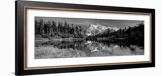 Reflection of Mountains in a Lake, Mt Shuksan, Picture Lake, North Cascades National Park-null-Framed Photographic Print