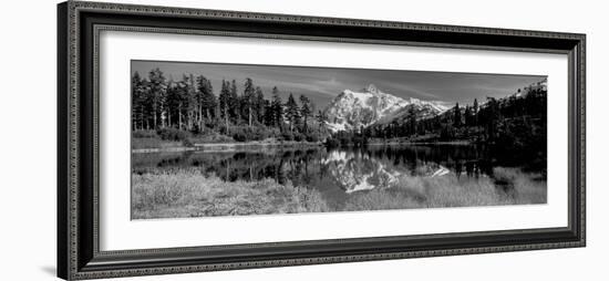 Reflection of Mountains in a Lake, Mt Shuksan, Picture Lake, North Cascades National Park-null-Framed Photographic Print