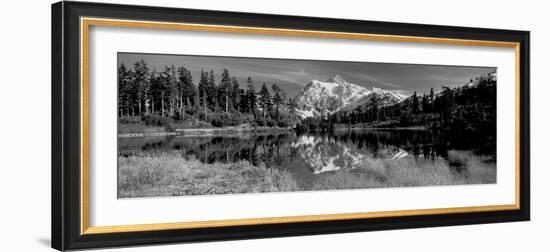 Reflection of Mountains in a Lake, Mt Shuksan, Picture Lake, North Cascades National Park-null-Framed Photographic Print