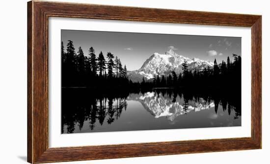 Reflection of Mountains in a Lake, Mt Shuksan, Picture Lake, North Cascades National Park-null-Framed Photographic Print