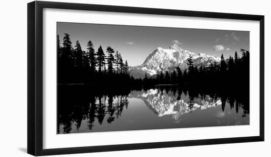 Reflection of Mountains in a Lake, Mt Shuksan, Picture Lake, North Cascades National Park-null-Framed Photographic Print