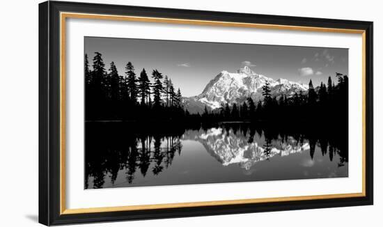 Reflection of Mountains in a Lake, Mt Shuksan, Picture Lake, North Cascades National Park-null-Framed Photographic Print