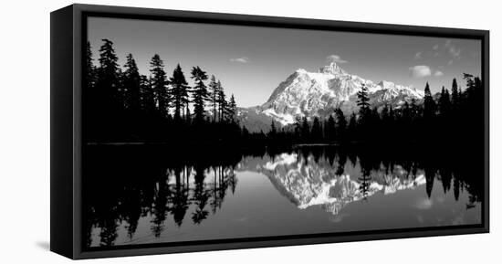 Reflection of Mountains in a Lake, Mt Shuksan, Picture Lake, North Cascades National Park-null-Framed Premier Image Canvas