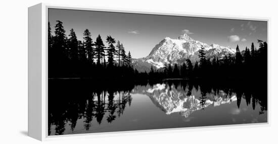 Reflection of Mountains in a Lake, Mt Shuksan, Picture Lake, North Cascades National Park-null-Framed Premier Image Canvas