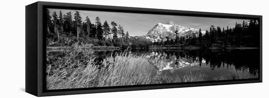 Reflection of Mountains in a Lake, Mt Shuksan, Picture Lake, North Cascades National Park-null-Framed Premier Image Canvas