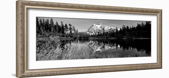 Reflection of Mountains in a Lake, Mt Shuksan, Picture Lake, North Cascades National Park-null-Framed Photographic Print