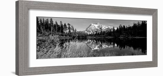 Reflection of Mountains in a Lake, Mt Shuksan, Picture Lake, North Cascades National Park-null-Framed Photographic Print