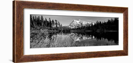 Reflection of Mountains in a Lake, Mt Shuksan, Picture Lake, North Cascades National Park-null-Framed Photographic Print