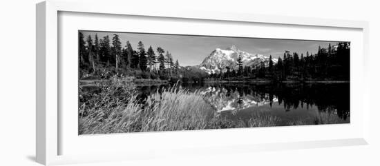 Reflection of Mountains in a Lake, Mt Shuksan, Picture Lake, North Cascades National Park-null-Framed Photographic Print