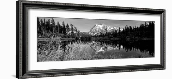 Reflection of Mountains in a Lake, Mt Shuksan, Picture Lake, North Cascades National Park-null-Framed Photographic Print