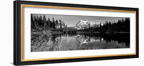 Reflection of Mountains in a Lake, Mt Shuksan, Picture Lake, North Cascades National Park-null-Framed Photographic Print