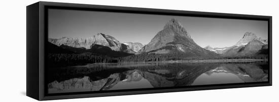 Reflection of Mountains in a Lake, Swiftcurrent Lake, Many Glacier, Us Glacier National Park-null-Framed Stretched Canvas