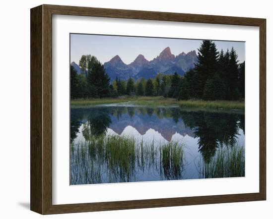 Reflection of Mountains in River, Schwabacher's Landing, Grand Teton National Park, Wyoming, USA-Scott T^ Smith-Framed Photographic Print