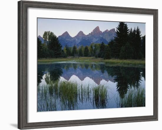 Reflection of Mountains in River, Schwabacher's Landing, Grand Teton National Park, Wyoming, USA-Scott T^ Smith-Framed Photographic Print